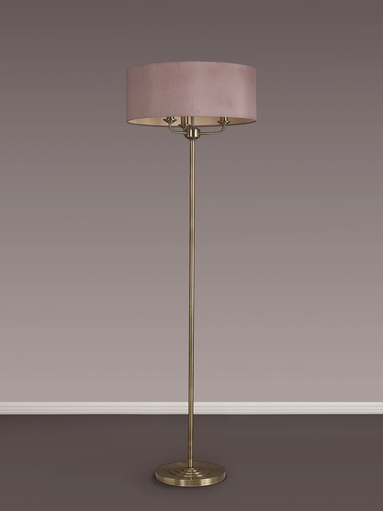 Banyan 45cm 3 Light Floor Lamp Antique Brass; Taupe DK0918  Deco Banyan AB TA